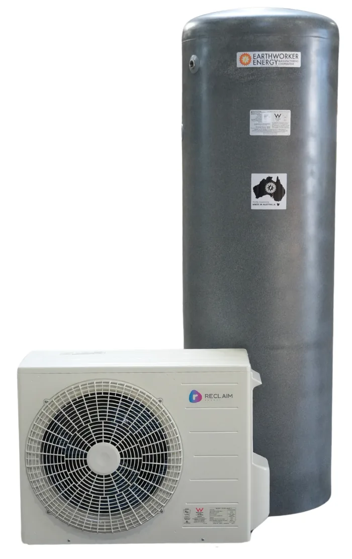Reclaim 315L heat pump on an Earthworker stainless tank